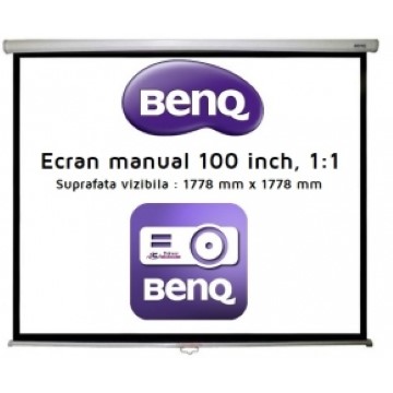 Ecran de proiectie montabil pe perete BenQ Manual, 1:1, 100 inch, 177.8 x 177x8 cm